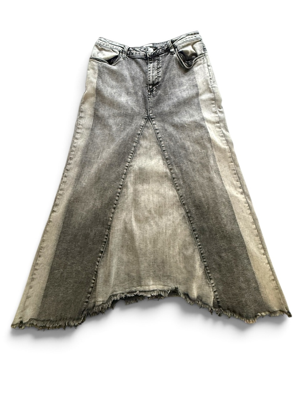 Wash Lab Selma Pieced Denim Maxi Skirt black size 30